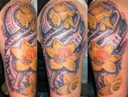 Don McDonald - Biomech with Flowers Half Sleeve